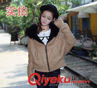 未分类 一件代发 2015秋冬韩版女装大码蝙蝠袖连帽斗篷毛呢大衣拉链外套