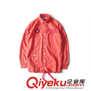 8.16（代理第二档价格） 男式衬衣 一件代发LS1511橘色刺绣工装衬衫外套
