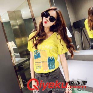 夏季新品7月09 2015年夏季新款韩版印花宽松显瘦短袖t恤女潮流