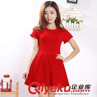 连衣裙 韩国代购 女装明星同款修身A字裙针织红色连衣裙夏装新品款