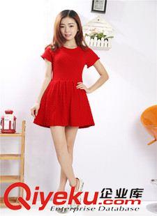 连衣裙 韩国代购 女装明星同款修身A字裙针织红色连衣裙夏装新品款