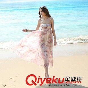 连衣裙 2015新品款 夏装 波西米亚长裙海边度假沙滩裙碎花雪纺连衣裙