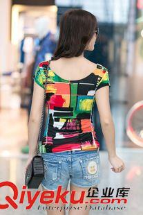 T恤 2015新款春夏一件代发韩女装淘宝网店免费代理分销花格棉质T恤508