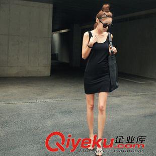 夏季新品7月23 2015夏季新款韩版ts个性套头高腰配色网纹连衣裙背心裙厂家直销