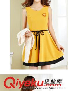 连衣裙 2015秋季新款韩版大码连衣裙 时尚修身背心裙两件套品牌女装裙子