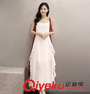 七月新款 2015新款大码女装韩版复古文艺棉麻连衣裙夏长裙两件套亚麻裙