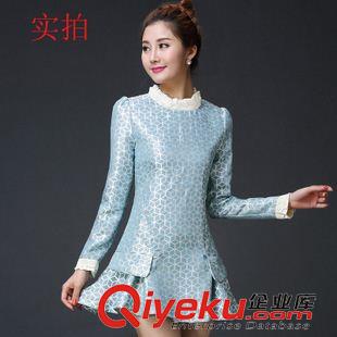 连衣裙 2015春装韩版修身蕾丝长袖大码打底连衣裙