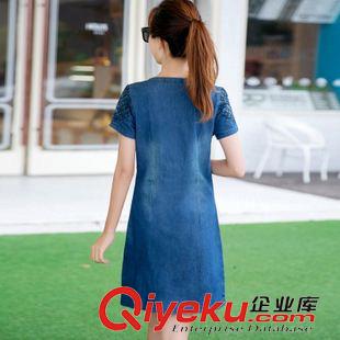 牛仔系列 实拍2015夏韩版女装短袖大码宽松牛仔连衣裙修身显瘦A字