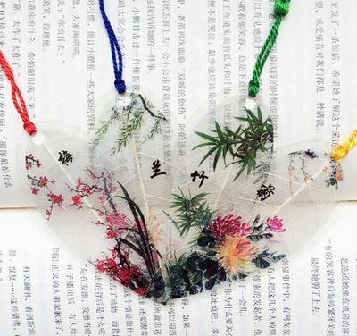 书签系列 批发 tr叶脉书签 荷花中国文化用品定做 圣诞礼物结婚礼物情侣