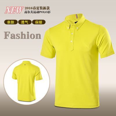 高尔夫服装 2016新款高尔夫球服装 时尚条纹男装 运动T恤衫 丝光棉翻领短袖男