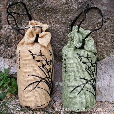 麻布袋 厂家定制加印LOGO黄棉亚麻布咖啡茶叶袋 束口拉绳礼品包装袋