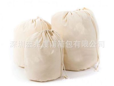 束口袋 深圳宏兆箱包厂家直销 供应白色束绳运动包 帆布运动袋