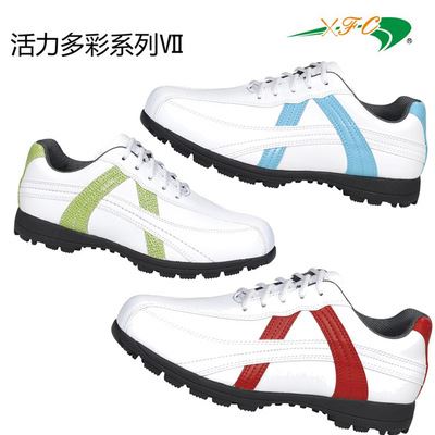 高尔夫鞋 正品fc高尔夫球鞋进口超纤皮防滑防水透气 系带固定钉golf女鞋