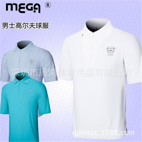 高尔夫服装 MEGA高尔夫服装男式短袖t恤golf透气球衣男款polo衫户外运动服夏
