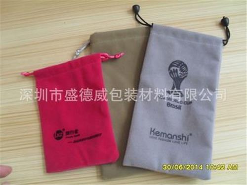 推荐产品 深圳绒布袋厂家 供应 蓝色绒布袋子 束口绒布袋