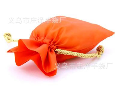 棉布袋 厂家生产橙色丝质感束口缎面束口收纳袋束口抽绳  可定制