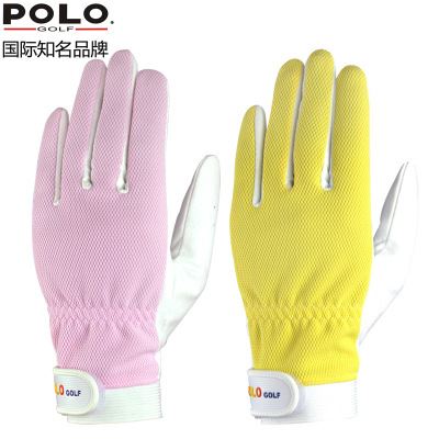 高尔夫手套 pologolf 高尔夫手套女士双手 日本全功能网布手套 透气耐磨防滑