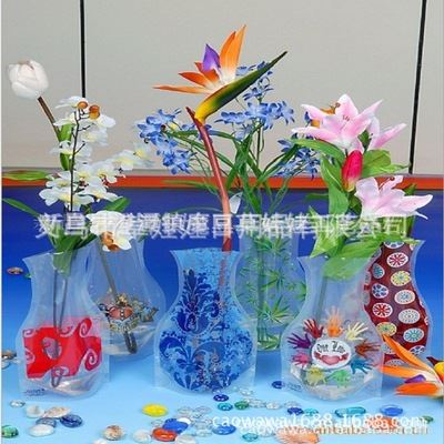 园艺花盆系列 草娃娃系列 供应PVC花瓶（含水晶珠）,折叠花瓶,PET花瓶 多款批发