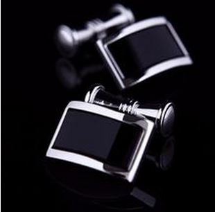产品颜色分类 黑色玛瑙链条电镀白钢袖扣 环保铜金属袖钉 广东厂家生产直销