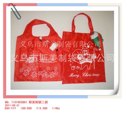 热销现货产品 厂家供应圣诞节购物环保袋 节日喜庆红色手提袋 多种款式
