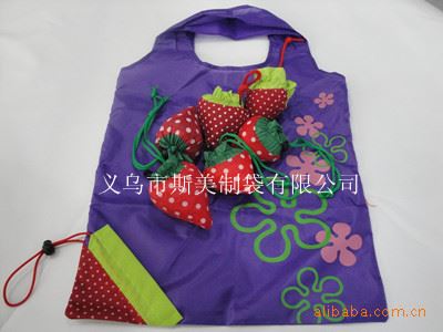 热销现货产品 低价批发水果包装购物袋 卡通可爱折叠草莓袋