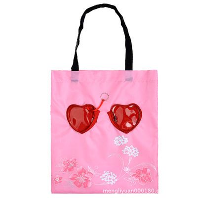 广告宣传礼品袋 新款爱心折叠购物袋环保袋广告宣传礼品袋尼龙布袋草莓袋原始图片2