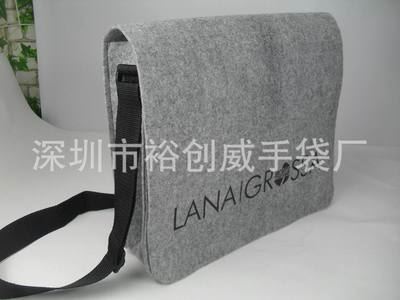 毛毡袋 深圳龙岗手袋厂家 订做 生产 灰色毛毡袋 3mm毛毡料挎包 单肩包