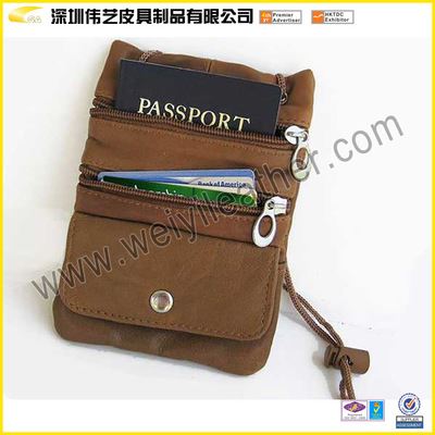 护照夹 生产多功能牛皮证件套护照夹 可调节挂绳