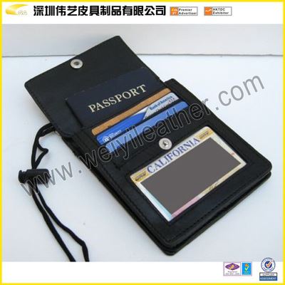 护照夹 生产多功能牛皮证件套护照夹 可调节挂绳