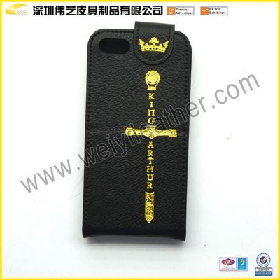 iphone6 黑色荔枝纹手机套 烫金LOGO手机皮套 iphone6PLUS手机套定制
