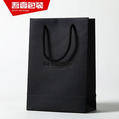 手提纸袋 江苏厂家定做 黑卡烫银纸袋 中号黑色礼品袋 纯手工制作