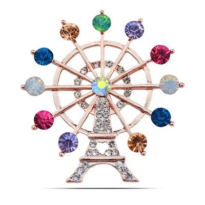 饰品区 2015韩国 韩版 镶水晶钻埃菲尔铁塔胸针 时尚胸花 N322