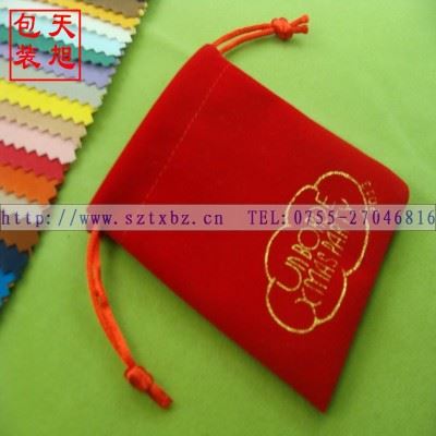 绒布袋 深圳厂家供应环保单面绒布袋 带拉绳彩色绒布束口袋子 可印LOGO