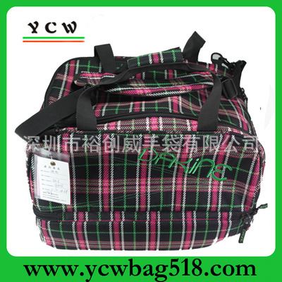  旅行包 运动包 广东深圳龙岗手生产 户外旅行包、提花格子两用旅行袋加鞋袋