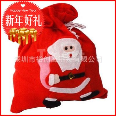 束口袋 深圳龙岗手袋厂 订做设计生产圣诞节促销礼品袋，圣诞老人束口袋