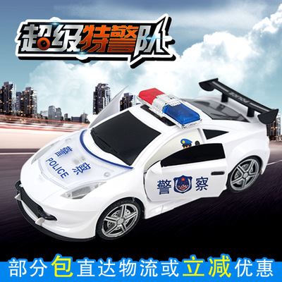 电动玩具 厂家直销万向开门车3D音乐警车 电动玩具车地摊热卖儿童汽车模型