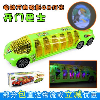 电动玩具 爆款 电动发光万向音乐超级巴士车模型 儿童益智玩具地摊热卖货源