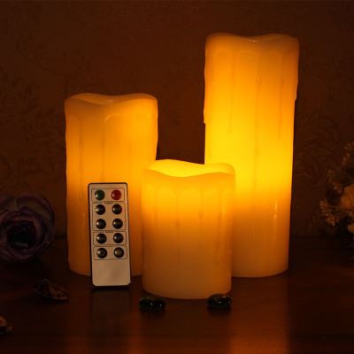 电子蜡烛 幸福泪波浪口电子蜡烛 遥控蜡烛三件套象牙蜡烛 仿真蜡烛含遥控器