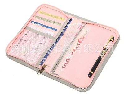 钱包 厂家供应新款粉色孔雀翎菱形格票据包护照包证件包