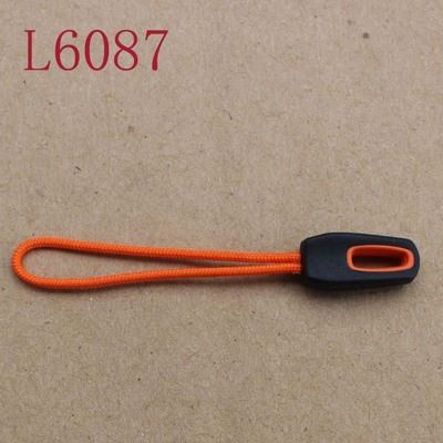 拉尾系列 厂家供应橘黑双色拉尾 小型彩色拉尾 橘红绳索 L6087款服装拉尾