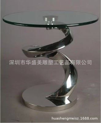 抽象雕塑工艺术品 华盛美供应创意树脂材料电镀抽象桌子摆饰　适合酒店家居会所摆饰
