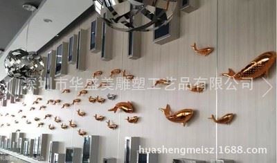 壁式挂摆件 广东厂家批发室内装饰现代简约树脂材料鱼鸟挂摆饰