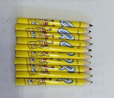 HB/2B铅笔 3.5寸套膜短彩色铅笔 卡通绘图绘画彩铅 学生用品百货