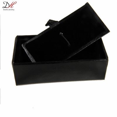 包装盒 BX0015 长方形黑色皮质领带夹盒子 饰品包装盒 厂家支持批发定制