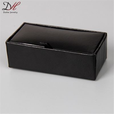 包装盒 BX0005长方形黑色皮质袖扣盒 内里植绒袖扣盒 厂家直销支持定制
