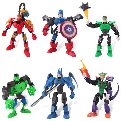 机器人模型 厂家直销钢铁侠美国队长蝙蝠侠复仇者联盟公仔拼装机器人积木玩具